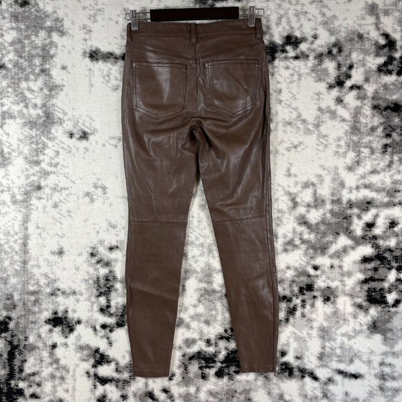 Free People Leather Jeans Womens Size 27 Brown Polyester Skinny Tapered Leg - Picture 2 of 12